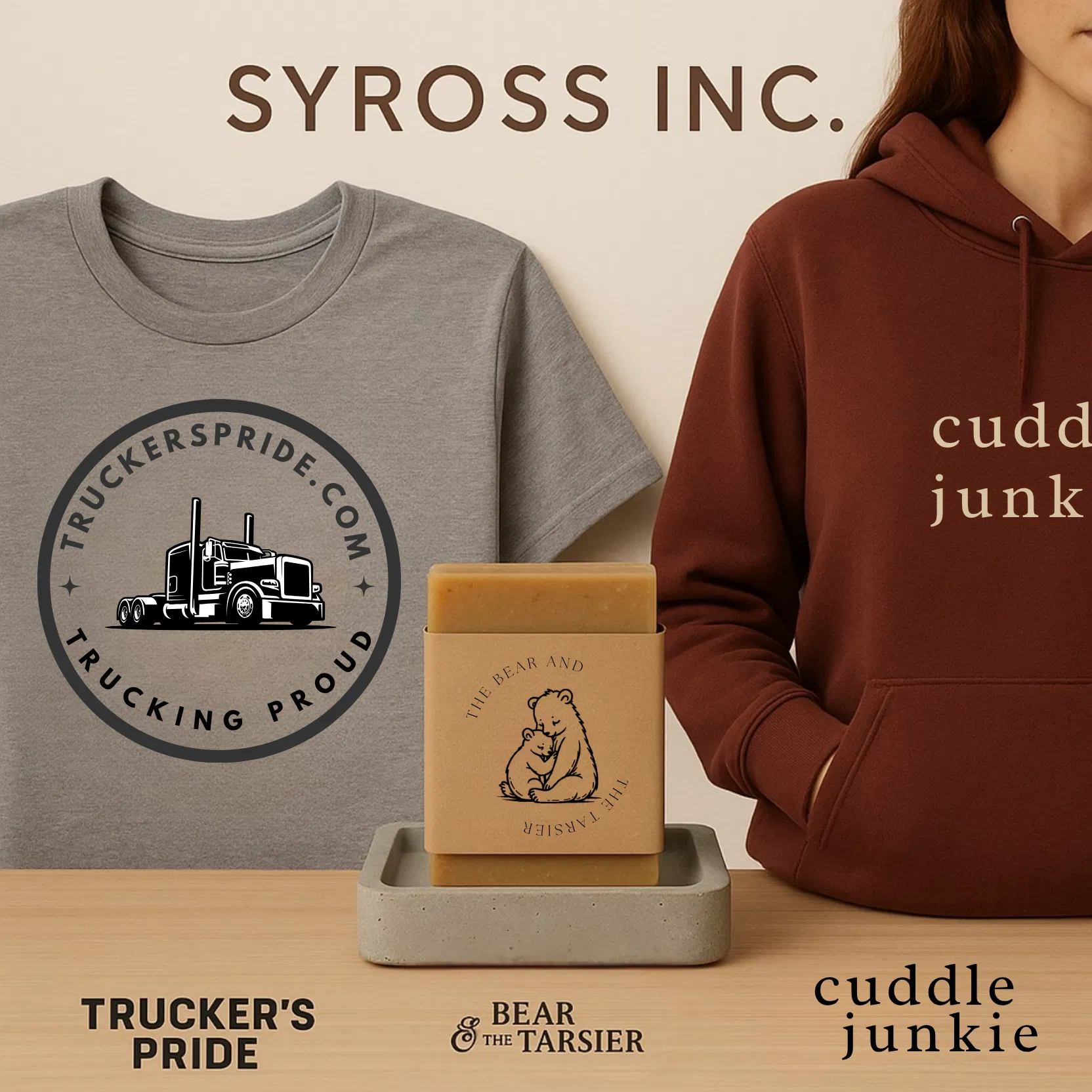 A showcase of diverse niche brand products and apparel, representing different founder-led businesses scaling through strong operations.
